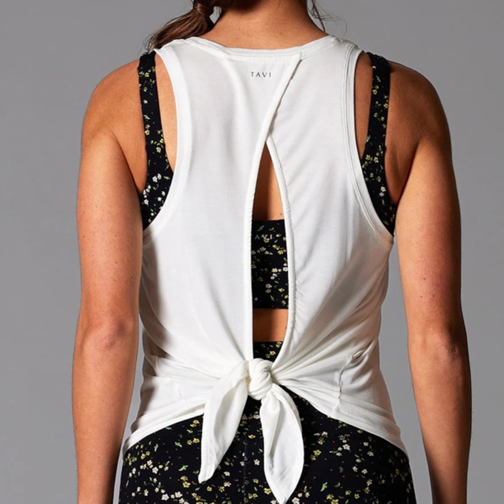 TAVI Women White Tie Back Tank Top | S